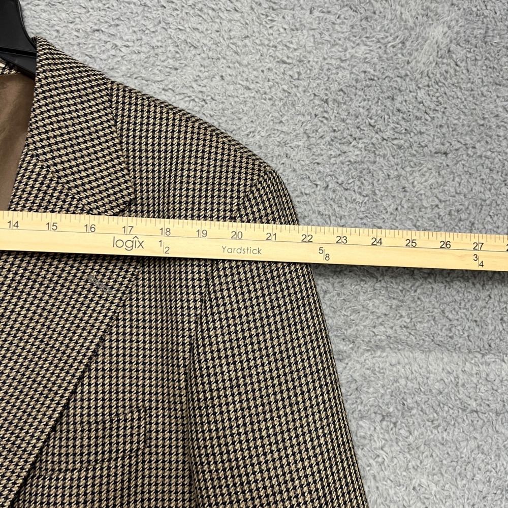 Chaps Ralph Lauren Blazer Mens 42R Brown Houndstooth Excellent Wool Sport Coat - Picture 11 of 15